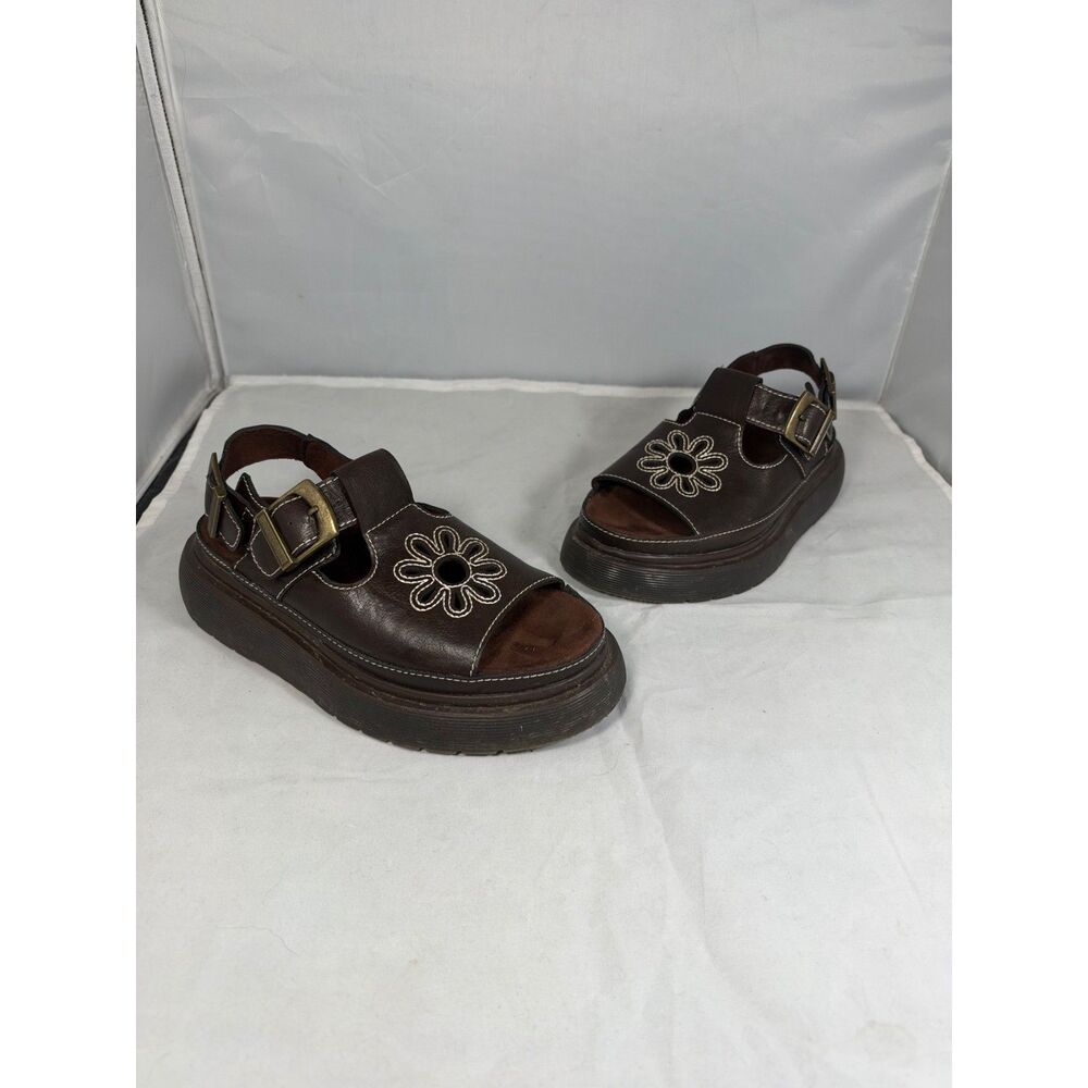 Women's Brown Floral Cutout Platform Y2K Sandals Size 6.5 Unbranded